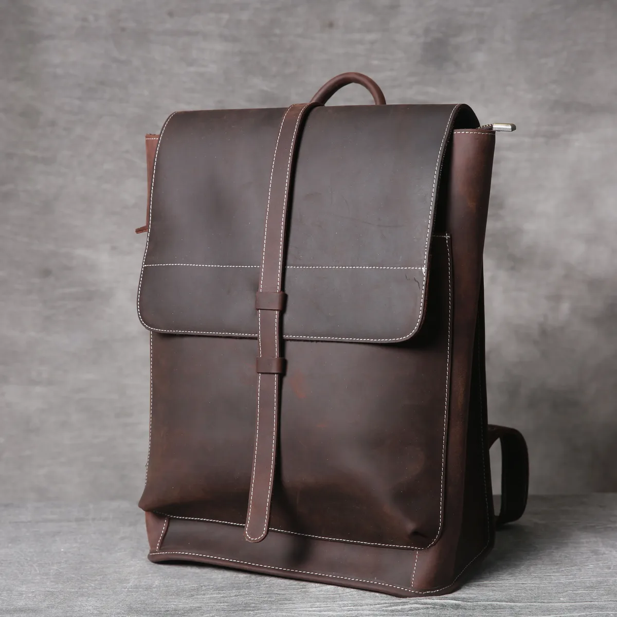 sac à dos vintage en cuir véritable pour homme, sac à bandoulière pour ordinateur portable en cuir pleine fleur fait main, sac en cuir crazy horse, mode pour homme