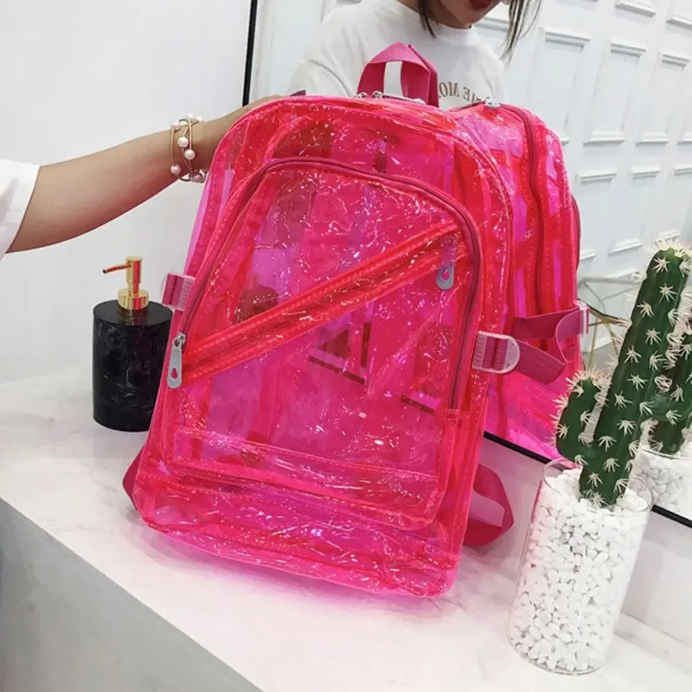 sac à dos d'école en plastique transparent pour femme, version coréenne, sac à dos en msi, document de bonbons, printemps et été