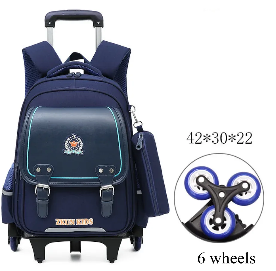 sac à dos d'école à roulettes pour garçons, sac à roulettes à 2 et 6 roues pour enfants, sac à roulettes étanche en pu pour filles