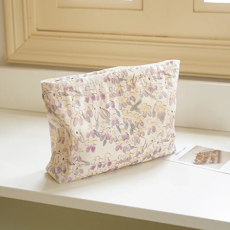 sac à cosmétiques lapin violet pour femme, grande capacité, sac de rangement pour produits de soins de la peau, sac d'agrément de voyage, sac pratique portable