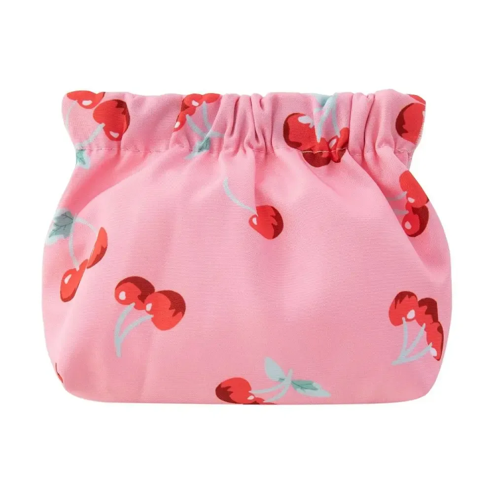 petite pochette à fleurs, trousse de maquillage, motif cerise mignon, porte-monnaie imprimé, sac de rangement auto-fermant pêche, pour voyage