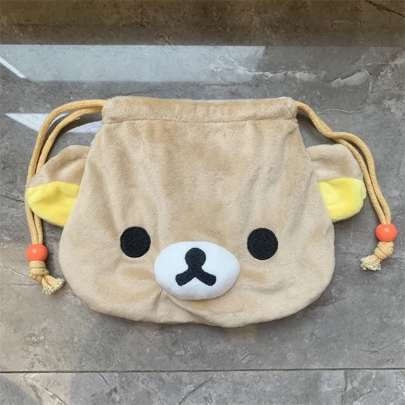 rilakkuma korilakkuma peluche sac à cordon pochette dessin animé ours mignon kawaii rangement organisateur sacs