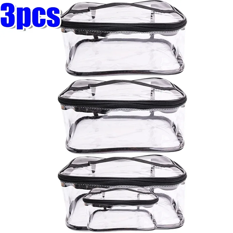 sac de rangement extra large en pvc transparent, 1/10 pièces, organisateur épais et étanche pour jouets cosmétiques, système de pochette transparente réutilisable de voyage