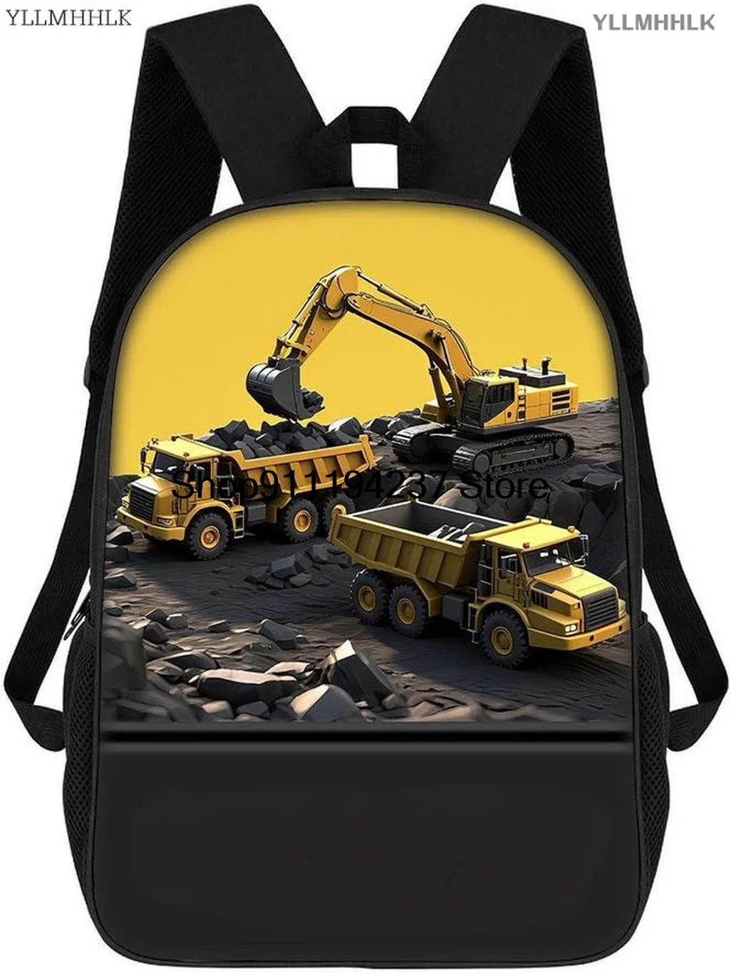 sac à dos personnalisé sur le thème des véhicules d'ingénierie, sac à dos pour pelle, sac à dos pour camion de construction