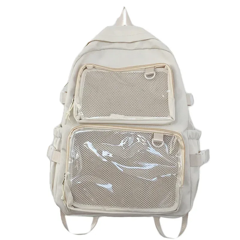 sac dos nylon transparent noir blanc rose voyage fenêtres claires affichage broches organisateur élégant