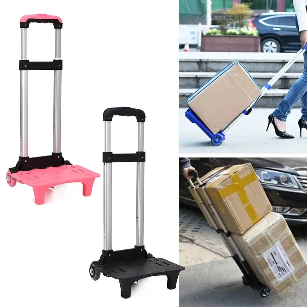 support de tige de poulie à 2 roues, portable et pliable, en alliage d'aluminium, pour sac à dos d'étudiant, support de chariot, sac pour animaux de compagnie, bagages, chariot à main de voyage
