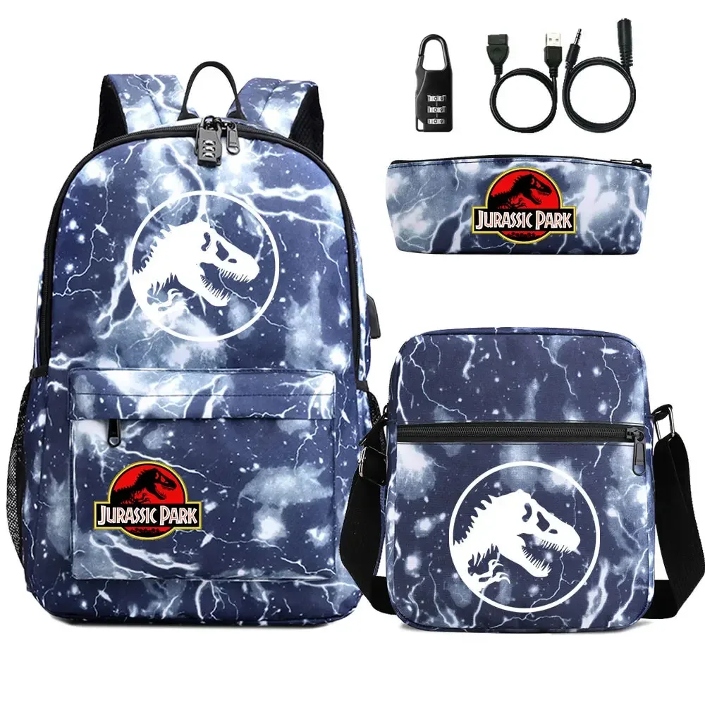 sac dos tissu oxford unisexe noir logo jurassic world bandoulière arquée compartiment intérieur style dessin animé usage voyage