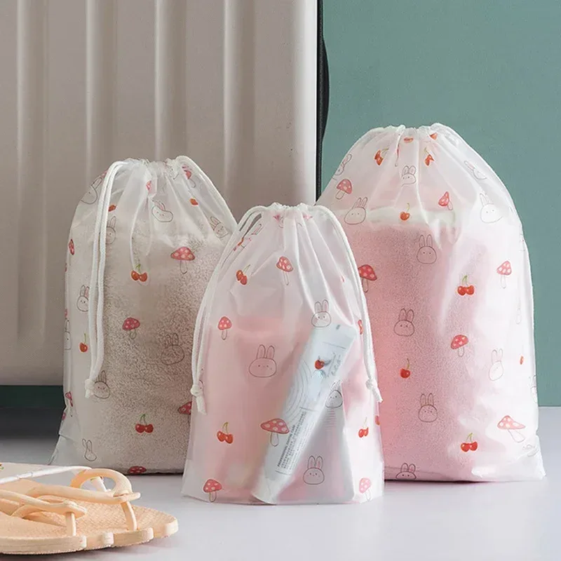 sac à cosmétiques transparent en pvc avec cordon de serrage, 1 pièce, trousse de maquillage transparente pour filles, trousse de beauté portable étanche, trousse de toilette de voyage