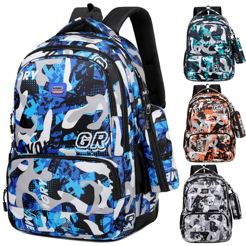 sac à dos imprimé camouflage grande capacité décontracté double sac à bandoulière pochette d'ordinateur pour hommes collège double sacs à bandoulière