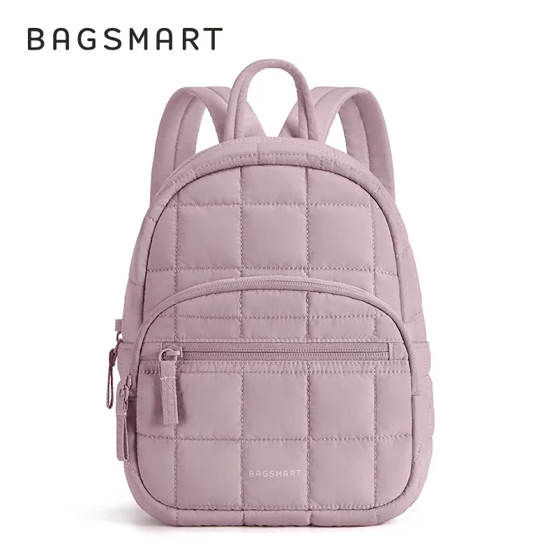 sac dos polyester rose pâle motif géométrique relief compartiments poches antivol voyage école loisirs