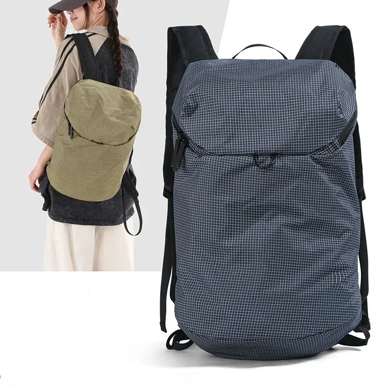 sac à dos décontracté en nylon léger à carreaux pour les trajets quotidiens, les voyages, les étudiants – tendance, simple et résistant à l'usure