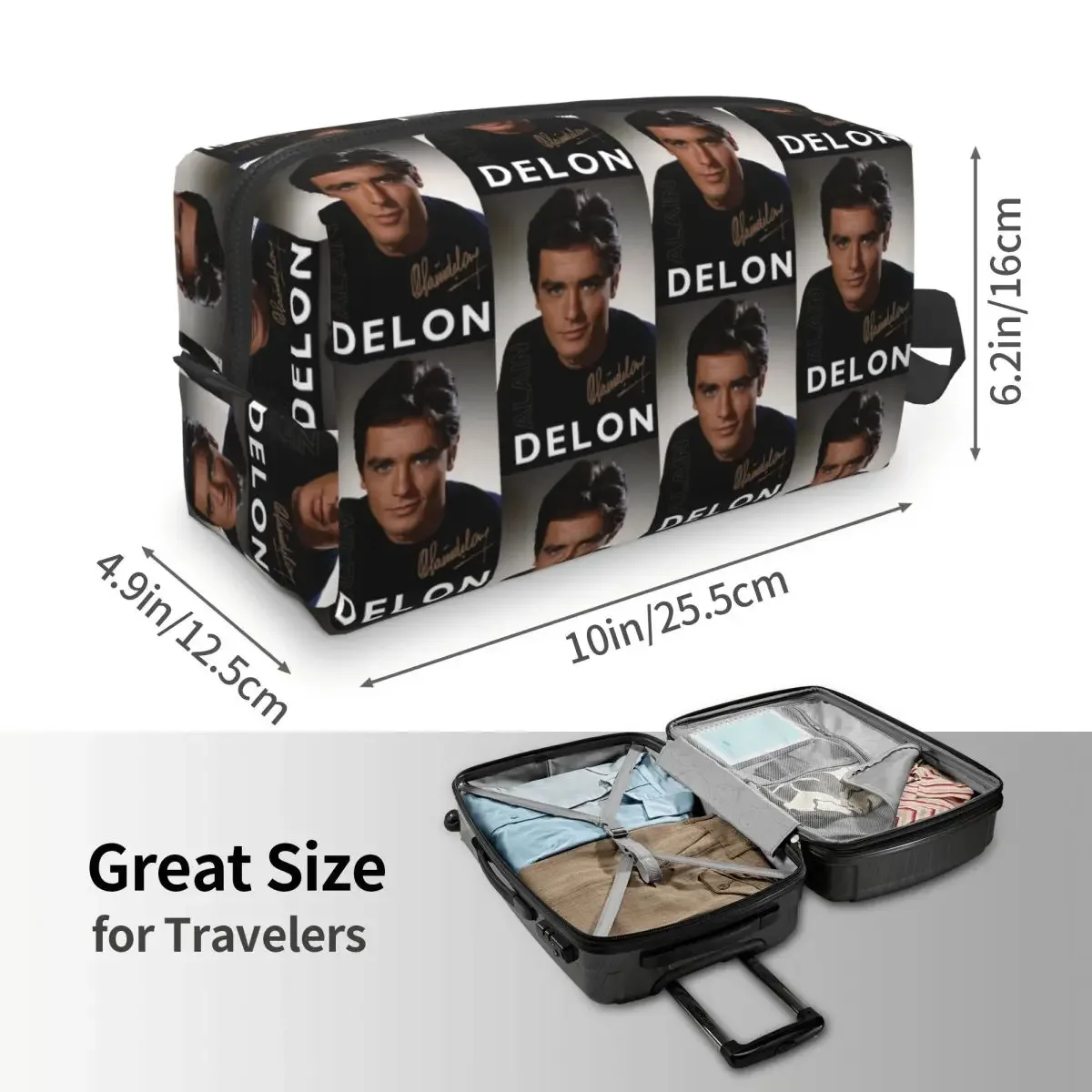 trousse de maquillage alain delon actor, organiseur de cosmétiques, trousse de toilette, trousse de beauté pour femme, pour voyage