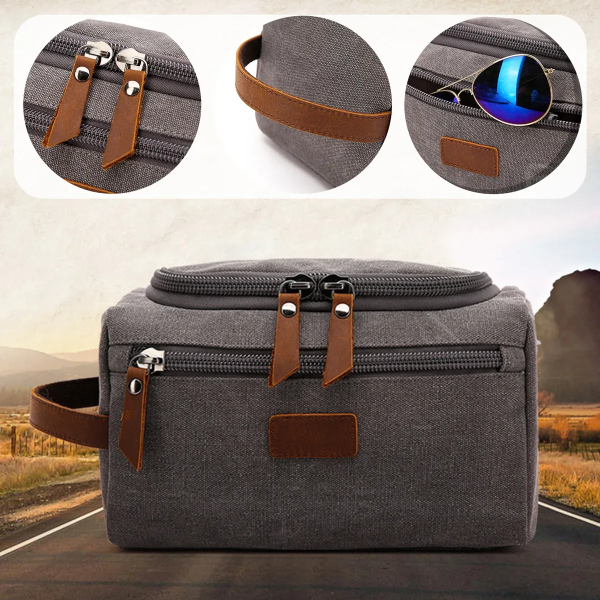 trousse de toilette de voyage multifonctionnelle avec poignée, facile à transporter, légère, pour hommes et femmes, vacances
