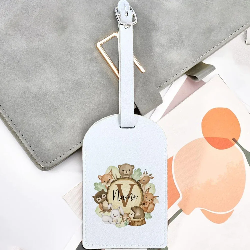 étiquette de bagage personnalisée avec nom - imprimé animal sauvage personnalisé (nom/numéro/iniciales) - identifiant de valise durable pour sacs de voyage