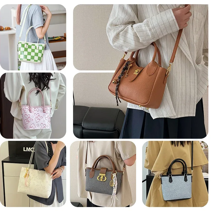 sac fourre-tout fait à la main, sac à main à bandoulière, accessoire artisanal en cuir, ensemble de matériel semi-fini cousu à la main, bricolage