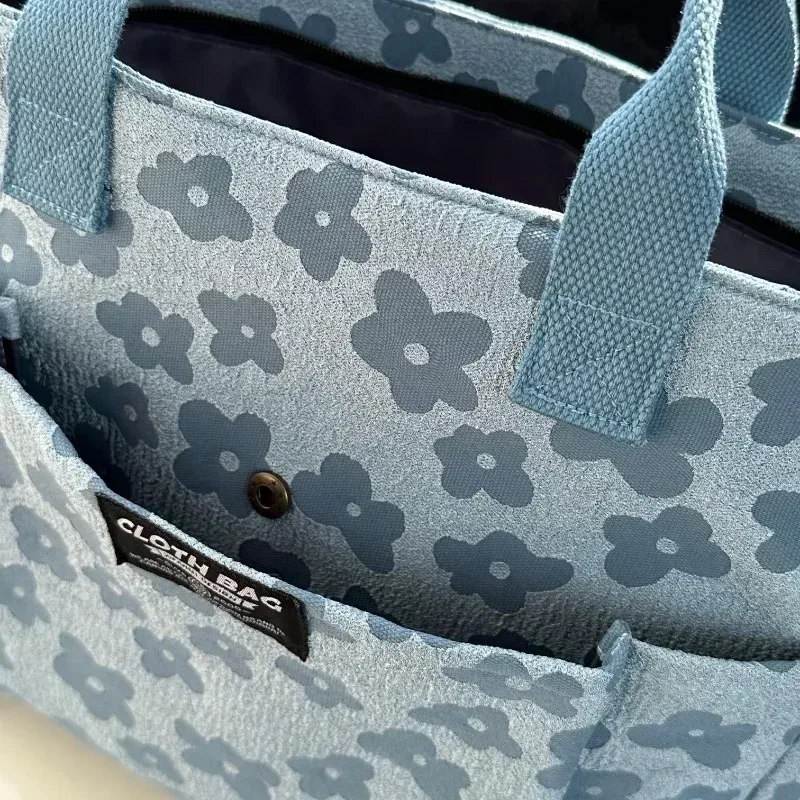 sac fourre-tout au design floral 3d, fermeture éclair épaisse, sac en toile multifonctionnel, sac à main d'ordinateur pour étudiant, sac d'école à bandoulière