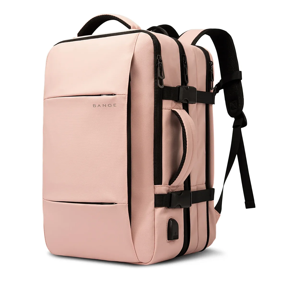 sac dos oxford université noir bandes grises poche latérale port usb sangles respirantes grande capacité voyage étanche