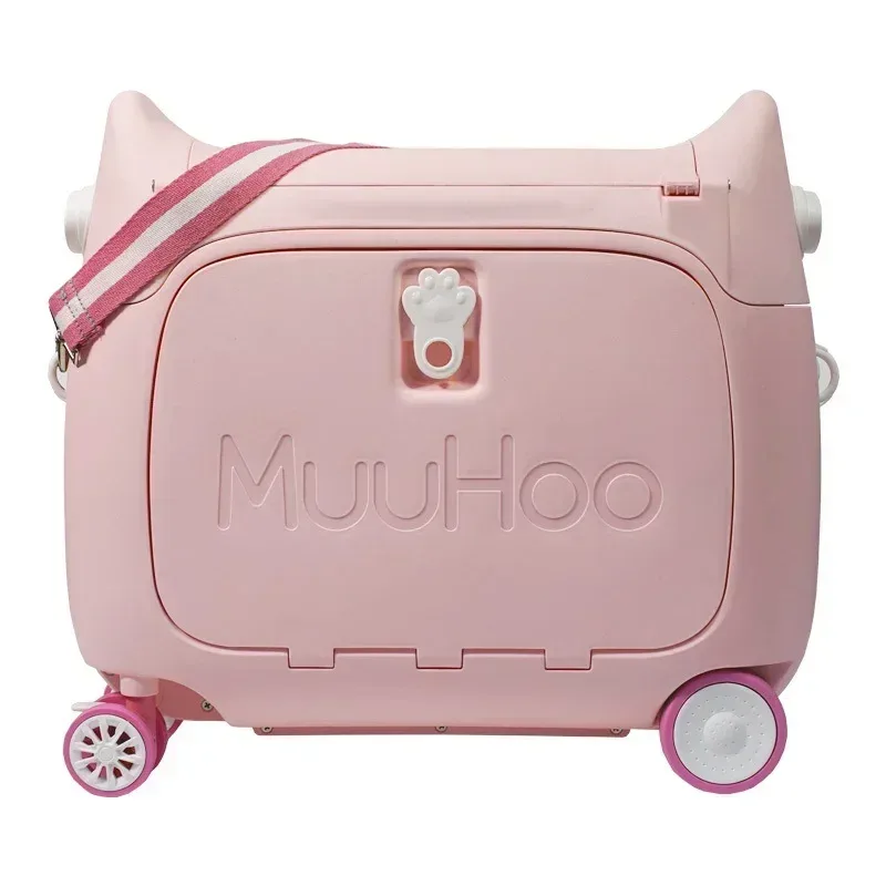 valise polypropylène rose pattes chat toupie poignée amovible petite tablette bagage main enfant voyage