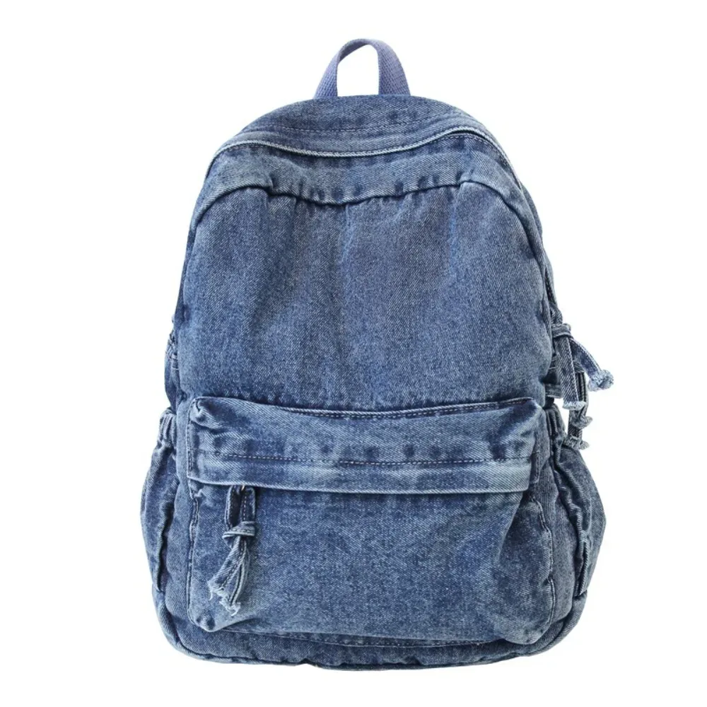 sac à dos en jean y2k décontracté, style urbain japonais, sac à main vintage grande capacité, sac bandoulière uni pour fille