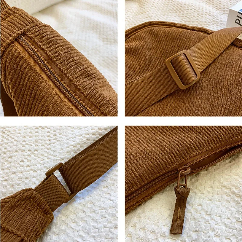 sac à bandoulière hobos en velours côtelé pour femmes, couleur unie, rétro décontracté, sacs à bandoulière pour dames, sacs à main de voyage quotidiens, sacoche