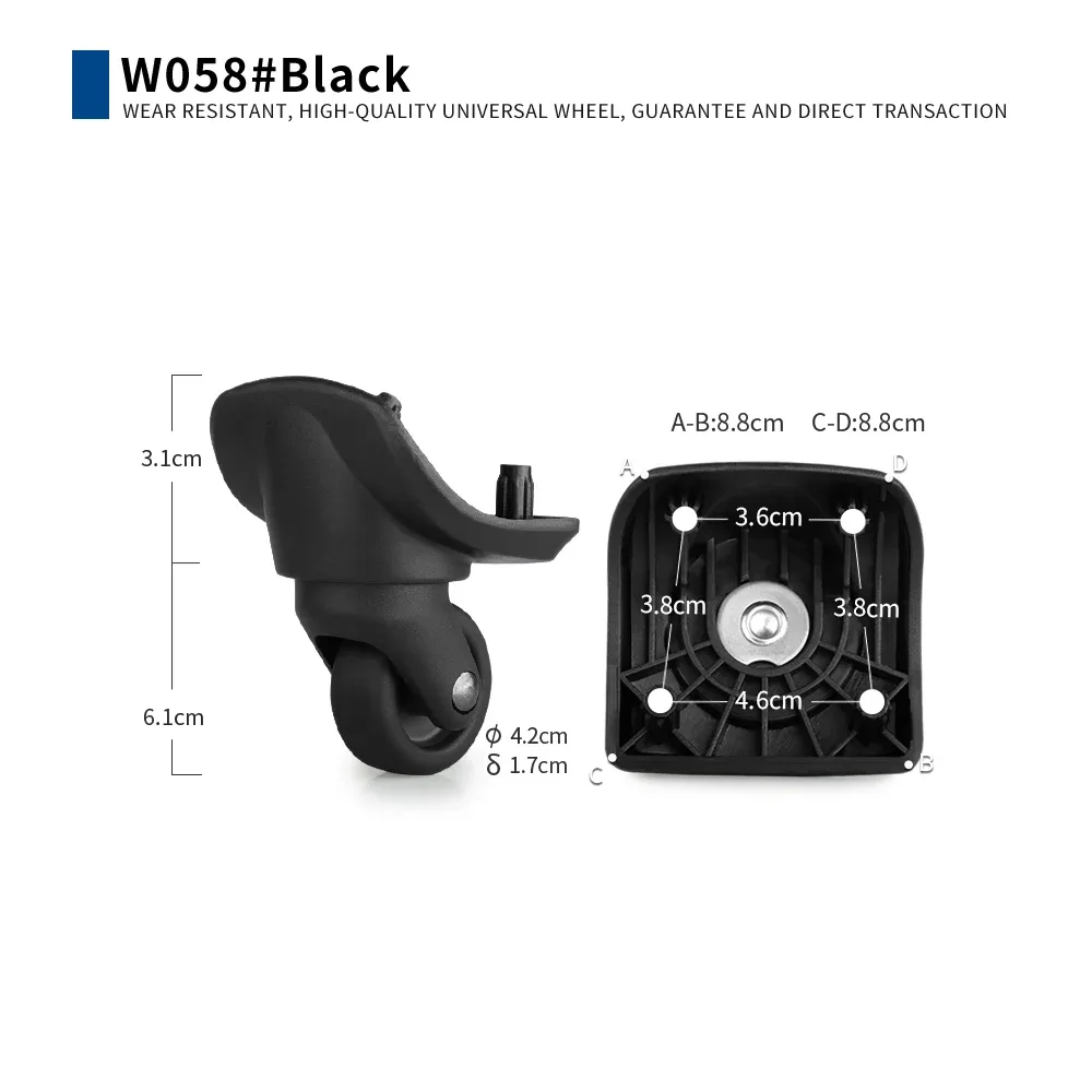 rouleau universel bagage nylon noir froissé structure robuste vis métalliques roulement précision mobilité fluide remplacement accessoire voyage
