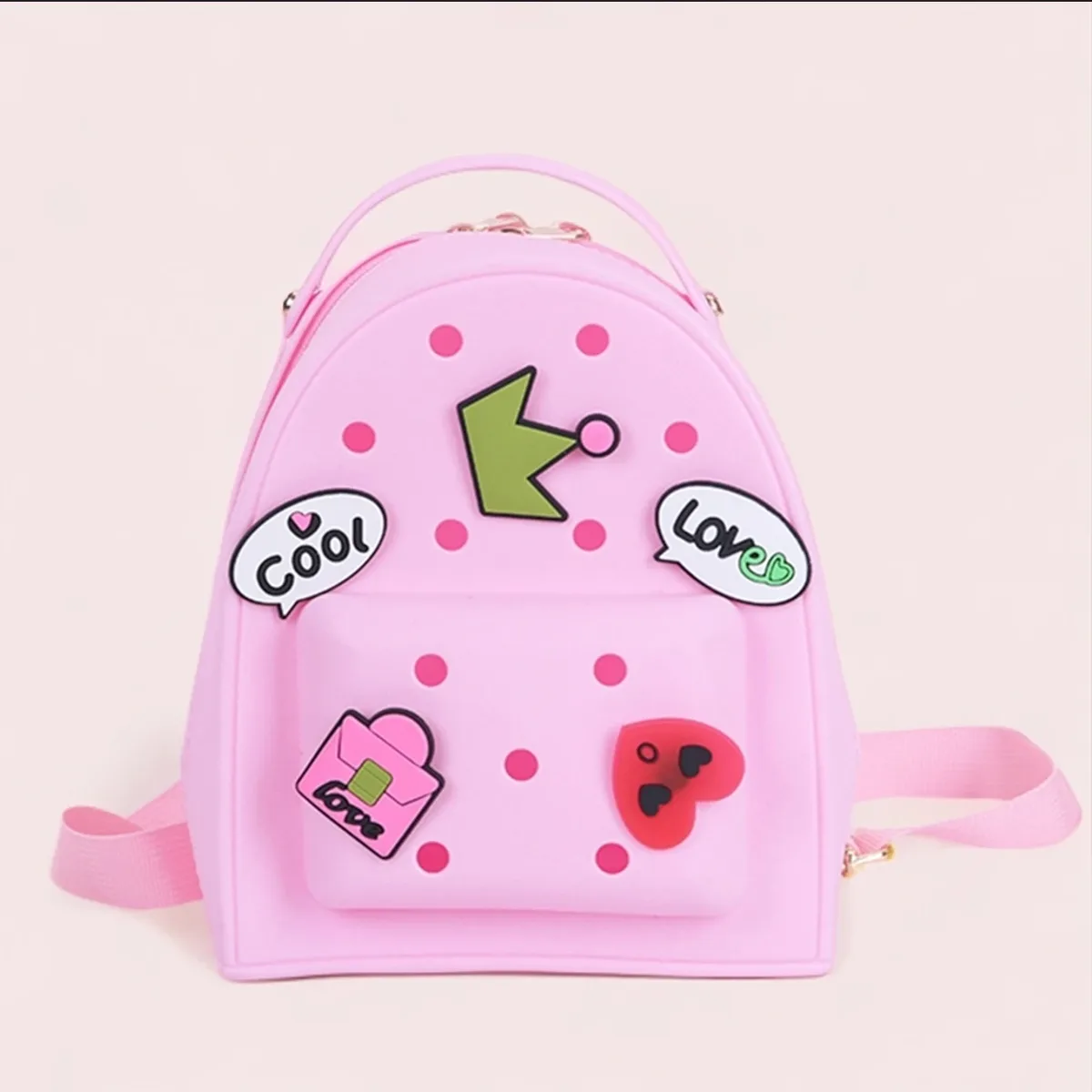 sac à bandoulière en gelée couleur bonbon pour filles, sac de voyage, sac de shopping décontracté, sac à dos créatif pour enfants, sac à dos diy à trous pour dessins animés