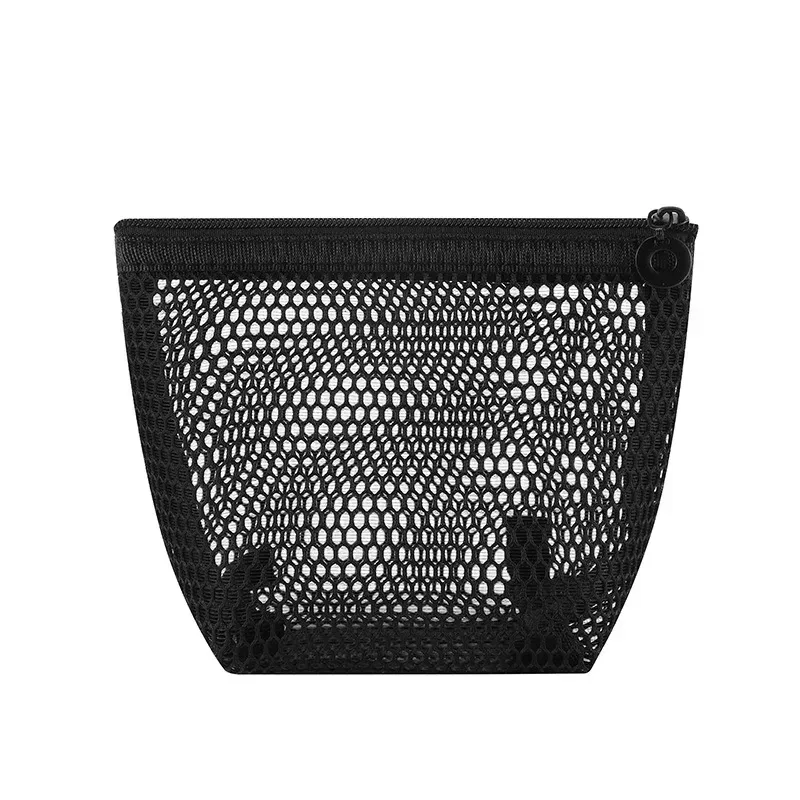 petit sac de maquillage en maille pour femmes, pochette carrée transparente et légère, organisateur de cosmétiques de voyage pour rouge à lèvres et étui à coussin