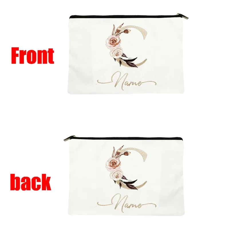 pochette à cosmétiques personnalisée avec nom, motif floral vintage, cadeau élégant pour femmes, demoiselles d'honneur, anniversaire, organisateur de maquillage