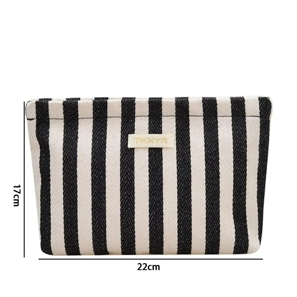 nouveau sac à cosmétiques portable à rayures, léger, multifonctionnel, organisateur de maquillage à fermeture éclair, sac à main de grande capacité, voyage