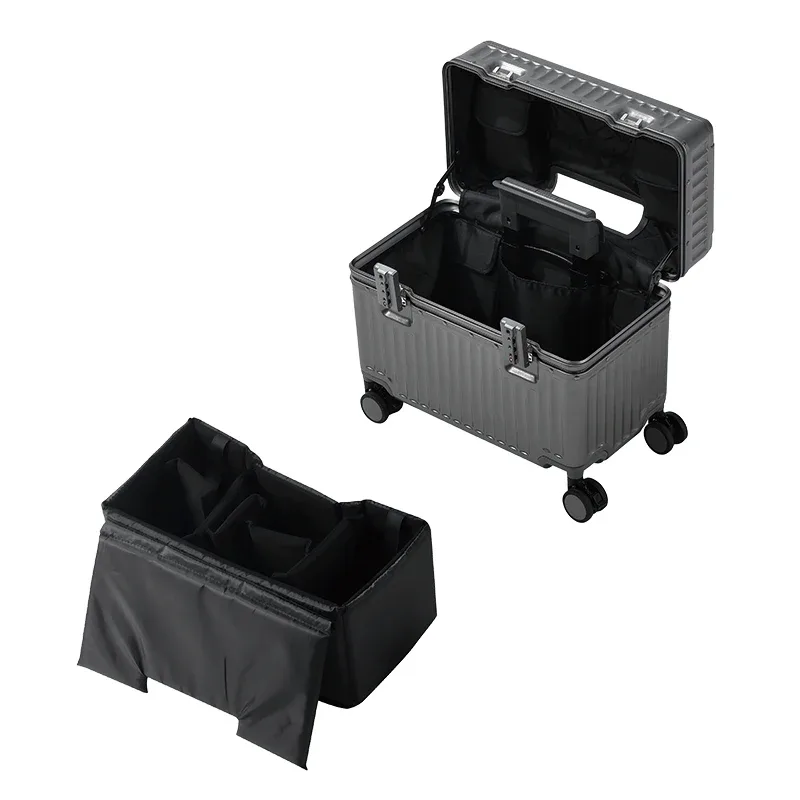 valise cabine en aluminium de 18 pouces, petite valise à roulettes adaptée aux voyages courts, aux affaires et à l'utilisation au bureau, avec roues universelles et serrure douanière.
