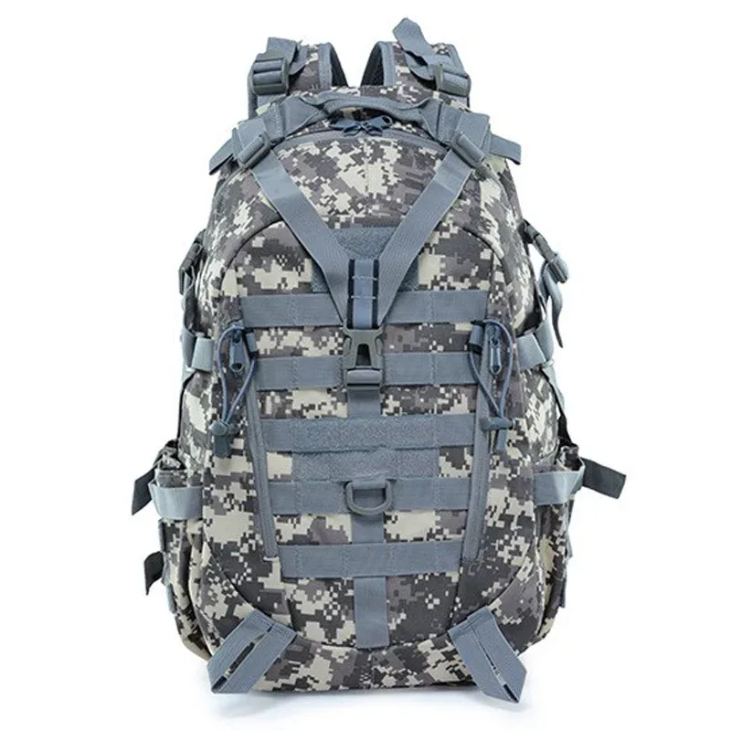 sac dos polyester vert olive poches latérales molle ceinture air sangles ajustables survie camping randonnée plein air