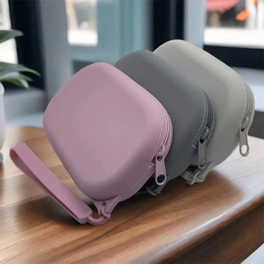 sac à cosmétiques ovale en silicone, pochette de rangement multifonctionnelle de grande capacité, sac de rangement étanche pour écouteurs, portefeuille porte-monnaie