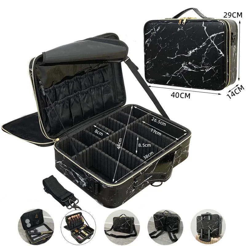 boîte à outils semi-permanente à motif d'ongles, grand multi-distributeur, trousse de maquillage professionnelle, sacs à cosmétiques, nouveauté, 2017