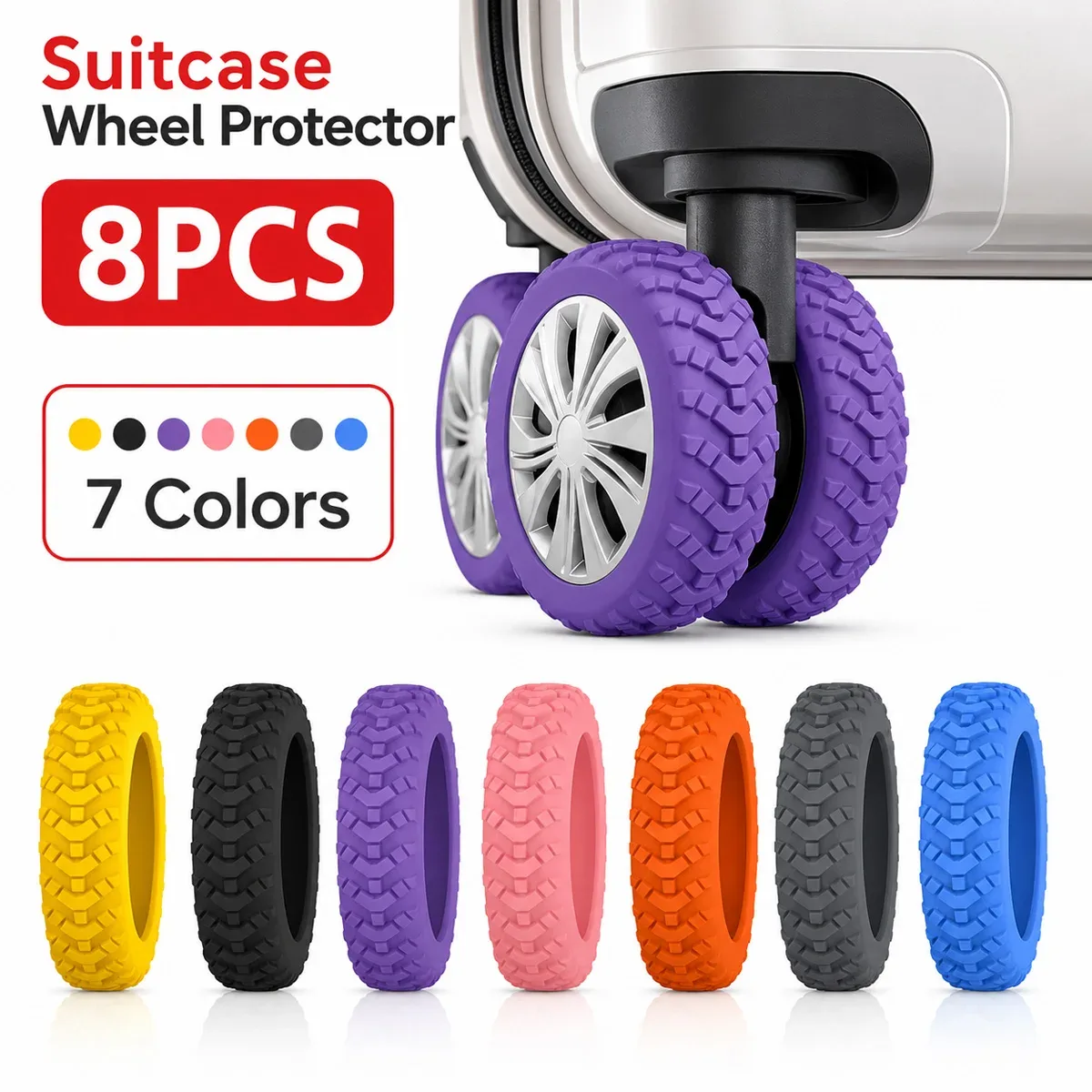 protection roue silicone silencieuse souple antidérapante usure voyage valise roulement stabile choc absorption instalation facile
