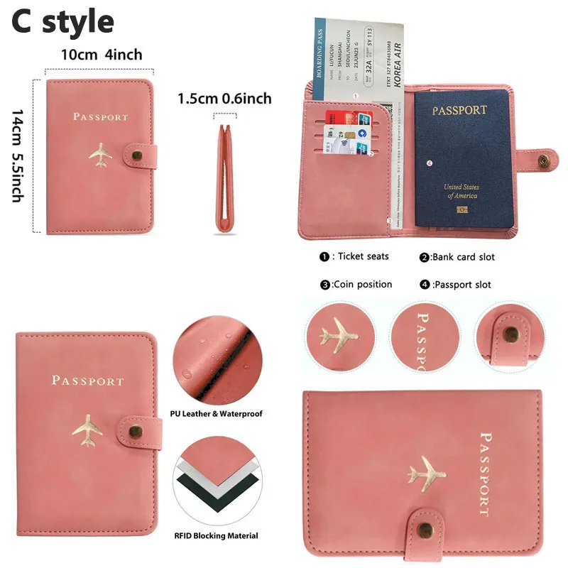 porte-passeport en cuir couvre étui étanche voyage carte de crédit portefeuille mignon passeport livre pour femmes/hommes boucle passeport couverture