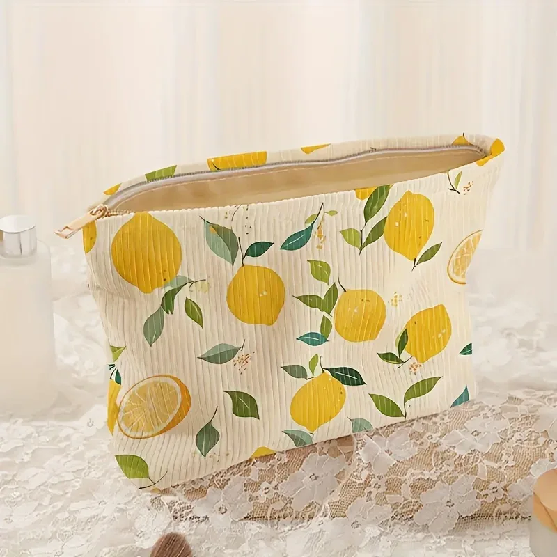 grande trousse de toilette multifonctionnelle en velours côtelé, légère, avec fermeture éclair, grande capacité