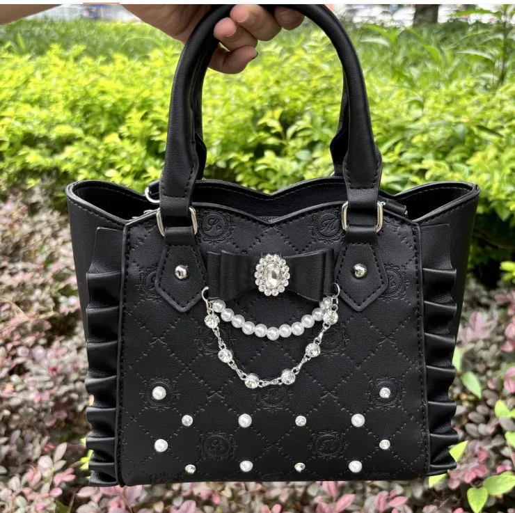 sac à main en strass et pierres précieuses de style japonais, fourre-tout lolita, nouveau sac à dos mignon pour femmes, sac à bandoulière avec nœud, 2 voies