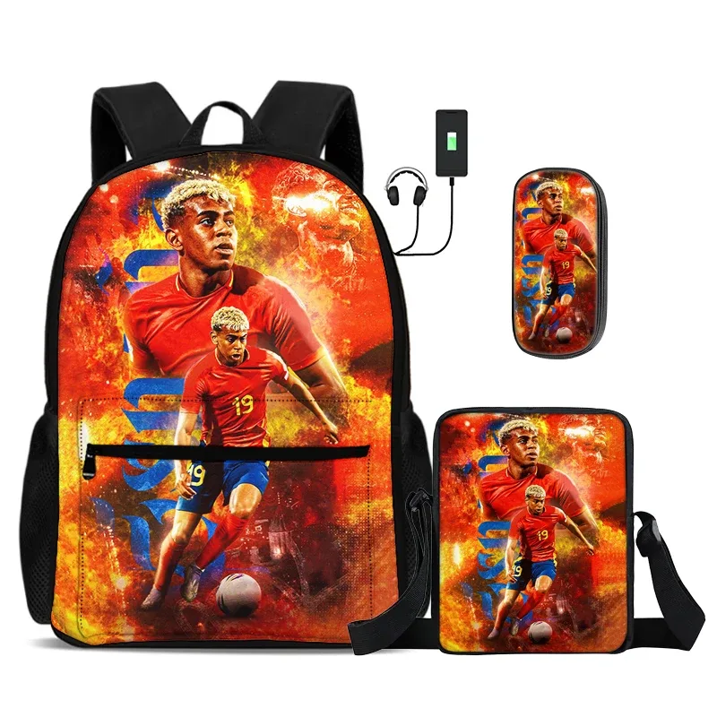 sac dos nylon motif joueur football rouge blanc noir activité sportive bandoulière arquée intérieur informatique
