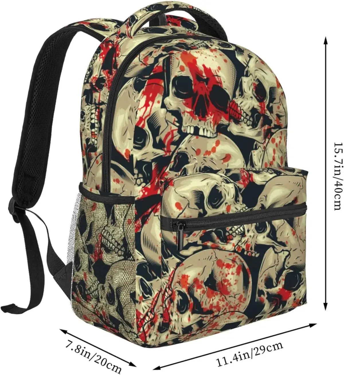 sac à dos léger pour ordinateur portable skulls pour hommes et femmes, cartable universitaire, sac de jour décontracté, sac de voyage