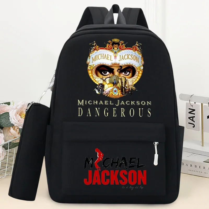 sac à dos king of pop michael jackson avec trousse à crayons, sac à dos à la mode imprimé anime, sacs à dos de rangement pour livres et papeterie pour étudiants