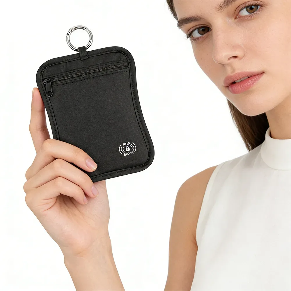 portefeuille de voyage pour passeport avec blocage rfid, étui porte-cartes étanche, sac de rangement pour passeport et cartes avec crochet de verrouillage