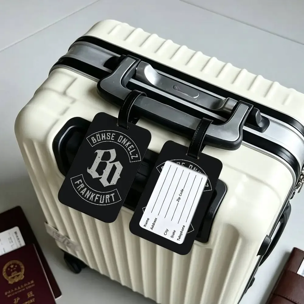 étiquette d'identification de bagage anti-perte en pvc hot band b-bohse o-onkelz, porte-carte d'information amovible, étiquette de bagage de voyage