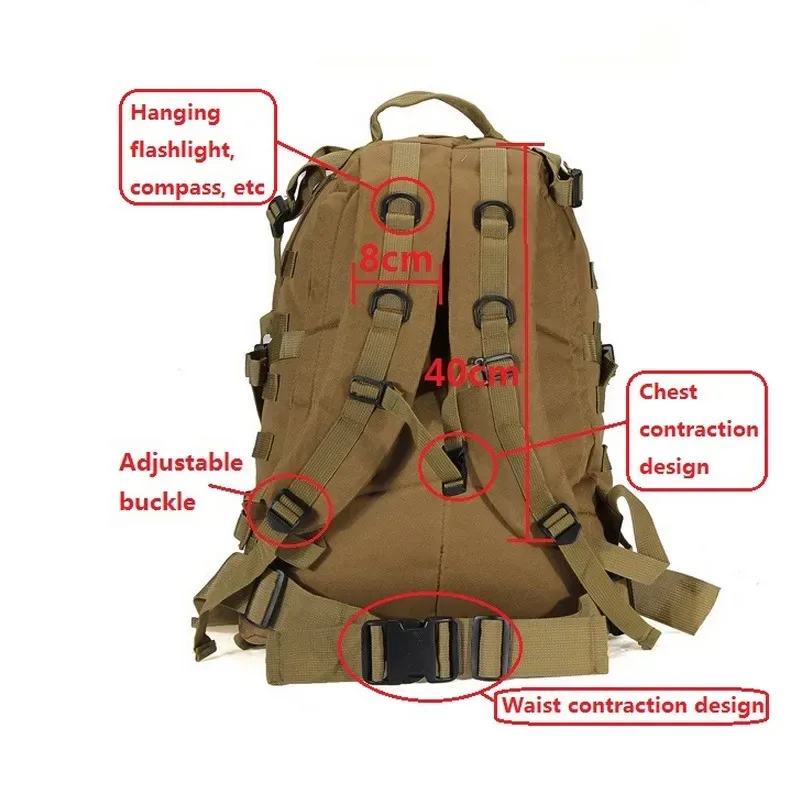 nouveau sac à dos tactique d'extérieur 2026, grande capacité 40l, système molle, camouflage, pour randonnée, chasse, camping