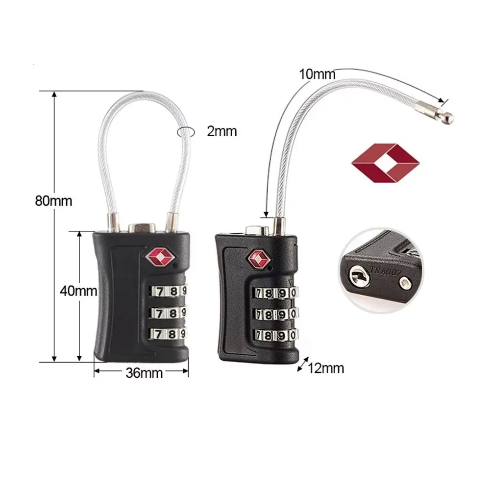 cadenas tsa pvc poignée flexible petite taille couleur noir rouge jaune chiffres blancs accessoires voyage
