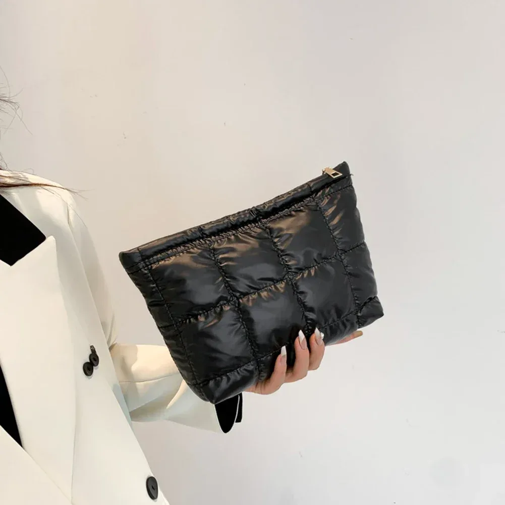 sac à cosmétiques rembourré et matelassé pour femmes, sac de rangement de maquillage de grande capacité, sacs de rangement de maquillage, sacs à cosmétiques de voyage de couleur unie