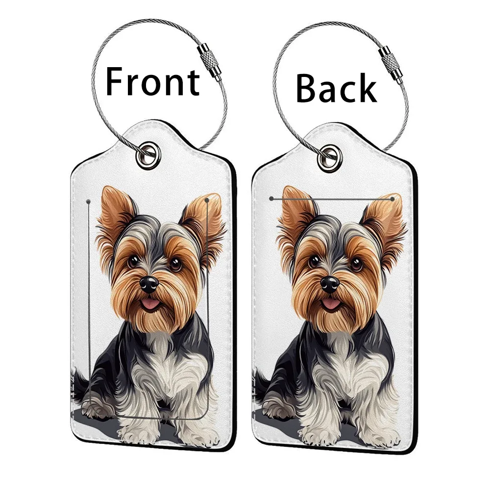 offre spéciale mignon chien en cuir affaires étiquette de bagage valise adresse étiquette bagages embarquement étui étiquette nom id adresse clip