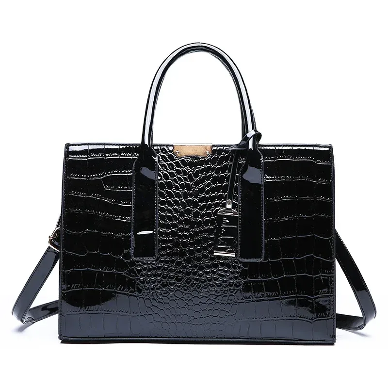 sac à bandoulière crocodile en cuir verni pour femmes, sacoche de bonne qualité pour dames