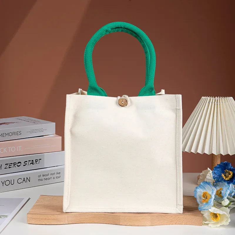 sac fourre-tout en toile vierge personnalisable avec logo, imprimable, en faux toile de jute, couleur unie, grande capacité, pour femmes