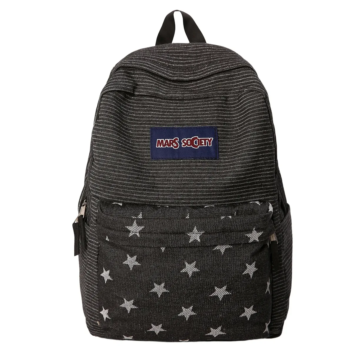 sac à dos en jean de style coréen avec rayures et étoiles colorées, adapté aux étudiantes, polyvalent pour les trajets quotidiens