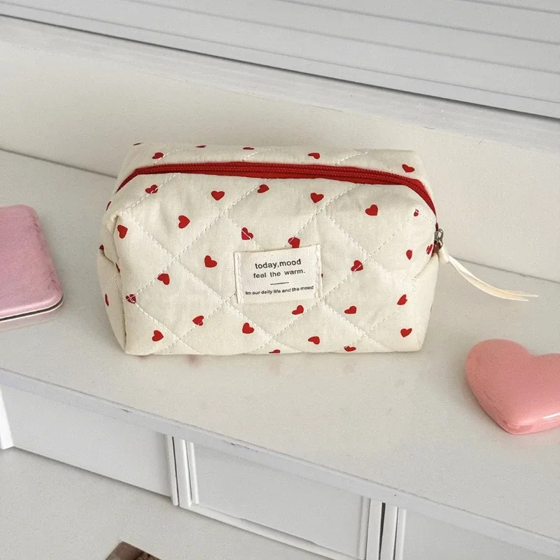 pochette de maquillage tendance en forme de cœur pour femmes, petite et grande, trousse de toilette, sac à cosmétiques, étui avec fermeture éclair
